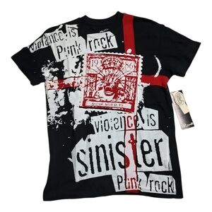 Y2K Roar Worldwide Violence is Punk Rock Graphic T-Shirt Small Slim Fit NWT